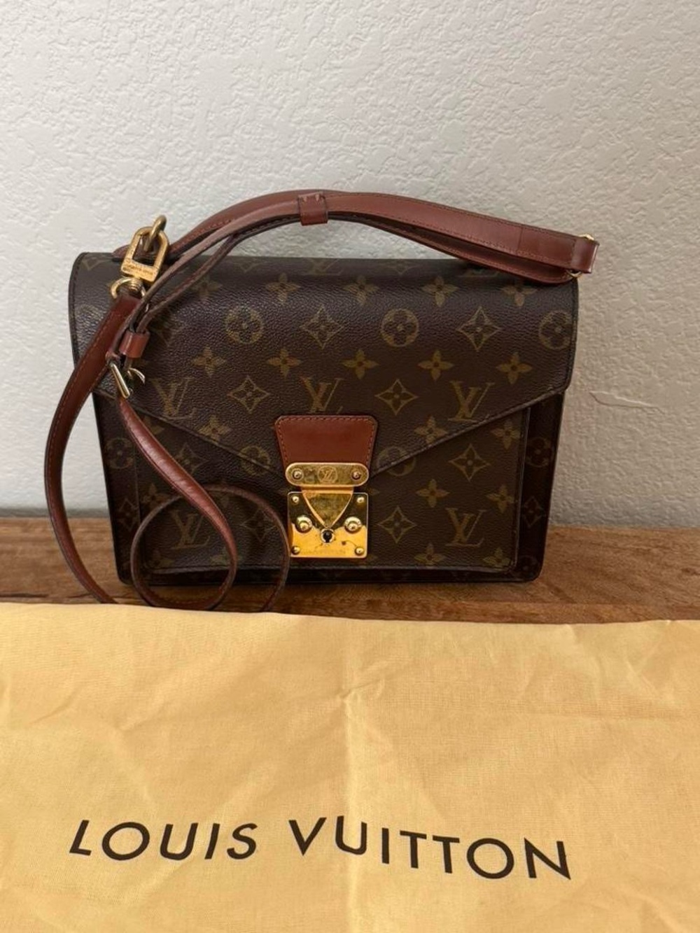 Louis Vuitton Brown Monogram Monceau Bag